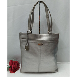 Cole Haan Metallic Silver Double Handles Tote Shoulder Bag
